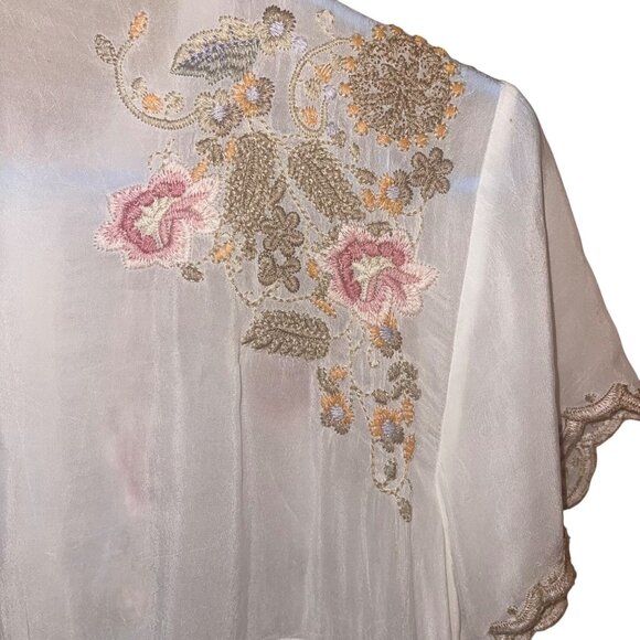 Johnny Was Womens Top Size S White Talum Allover Embroidered Tunic Boho Chic - Picture 6 of 12